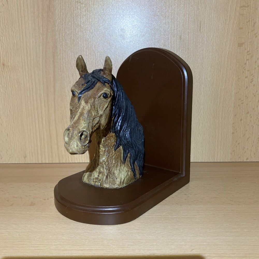 Vtg Decorative Die Cast Resin Horse Head Bookend Bust 7.5 in.